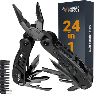 Multi-function pliers set with tool bits and Sanke Rescue packaging on a white background
